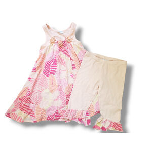 Naartjie 6 Tropical Dress Outfit Set Peach Pink Flowing
